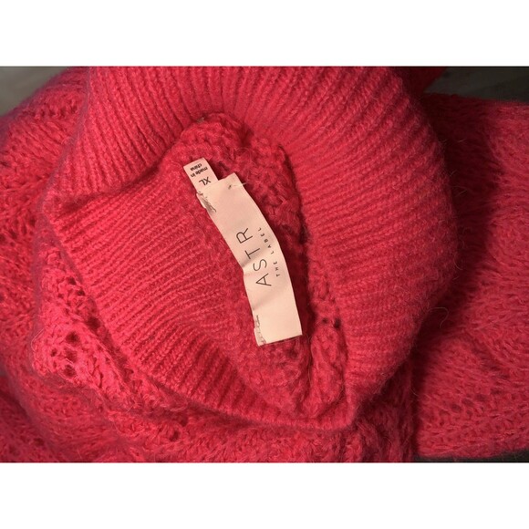 ASTR the Label Sweater Womens XL Pink Mock Neck Cable Knit Pullover Soft Cozy - Picture 5 of 8